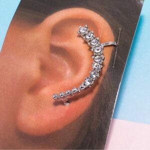 Elegant Silver Crystal Ear Cuff